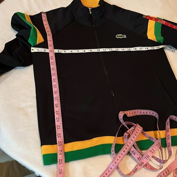 Lacoste Sport Jamaican Track Jacket Sz 4 Black Green Gold Zip Front Long Sleeve - Picture 10 of 11